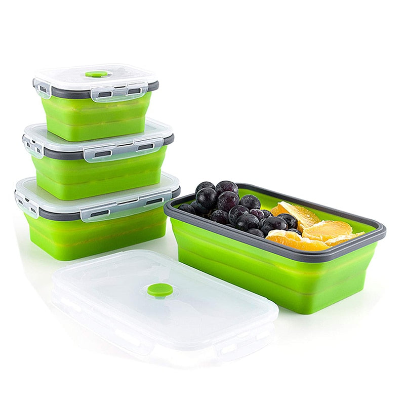 Nuenen Set of 8 Collapsible Food Storage Containers with Lids Silicone Flat  Collapsible Bowls for Stacks Travel Camping Meal Prep Container for