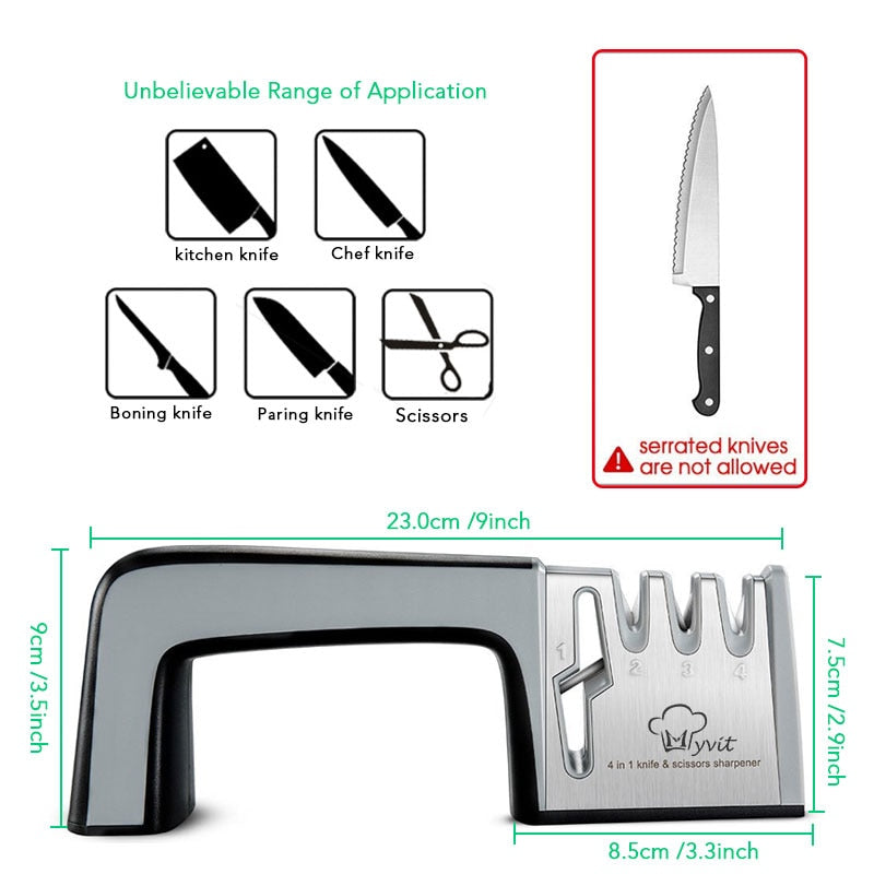 Diamond Ninja 4-in-1 Knife Sharpeners for Kitchen Knife-Multifunction Knife  Sharpener-Premium Quality Kitchen Knife Sharpener-Repairs, Restores and